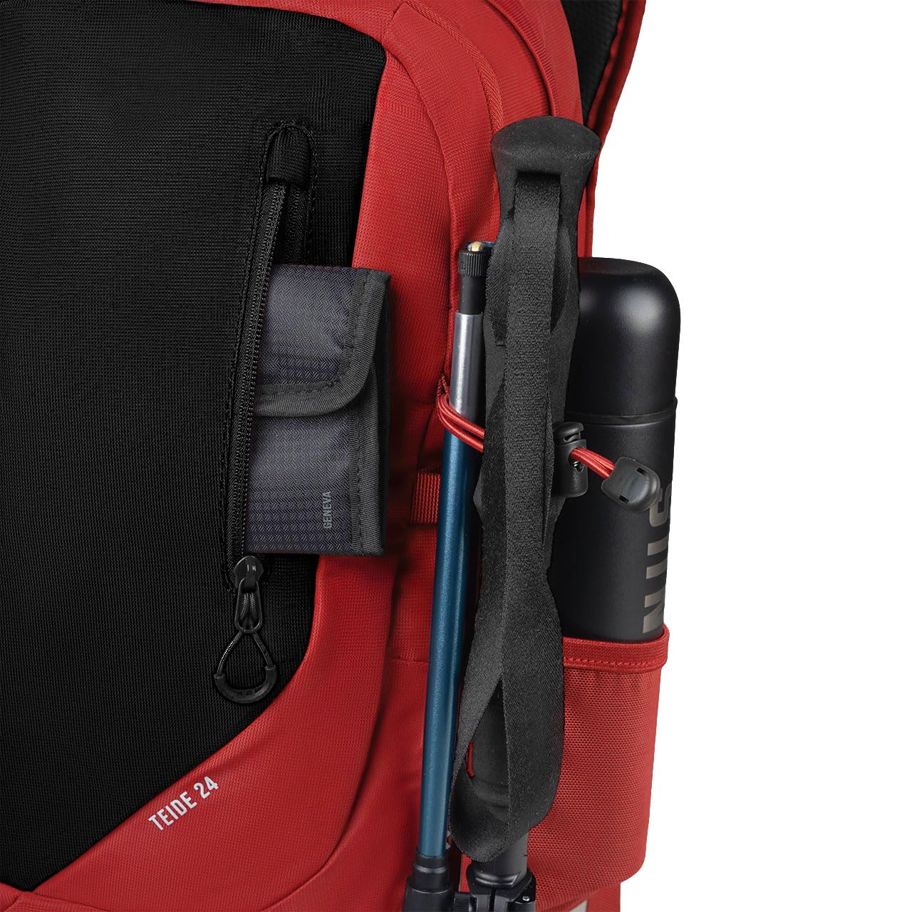 Alpinus Teide Wanderrucksack 24L Rot - Schwarz - Leichter Trekkingrucksack für Herren & Damen mit Belüftungssystem AVS, Kompakter Outdoor Daypack für Wandern, Tagestouren & Reisen, Regenschutz