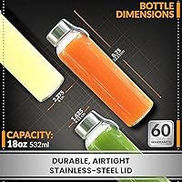 Vista 3 de Botella de agua de vidrio estrella del chef 6 botellas de 18 onzas de paquete para la bebida y Juicer Utilice tapas de acero inoxidable con bucle