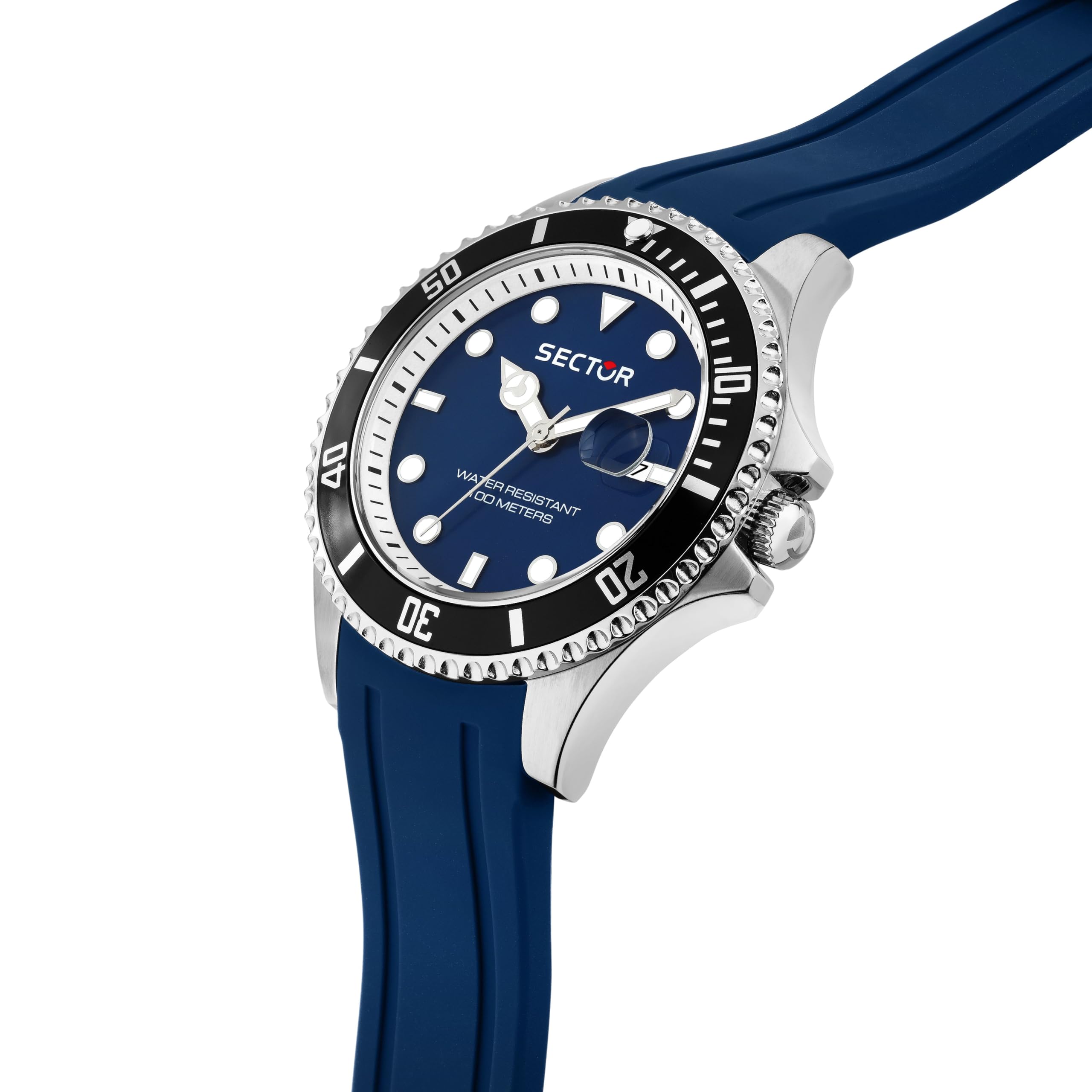 Sector No Limits Orologio Uomo, Tempo, Data, Analogico, 43 mm, Collezione 230, Cinturino in Silicone