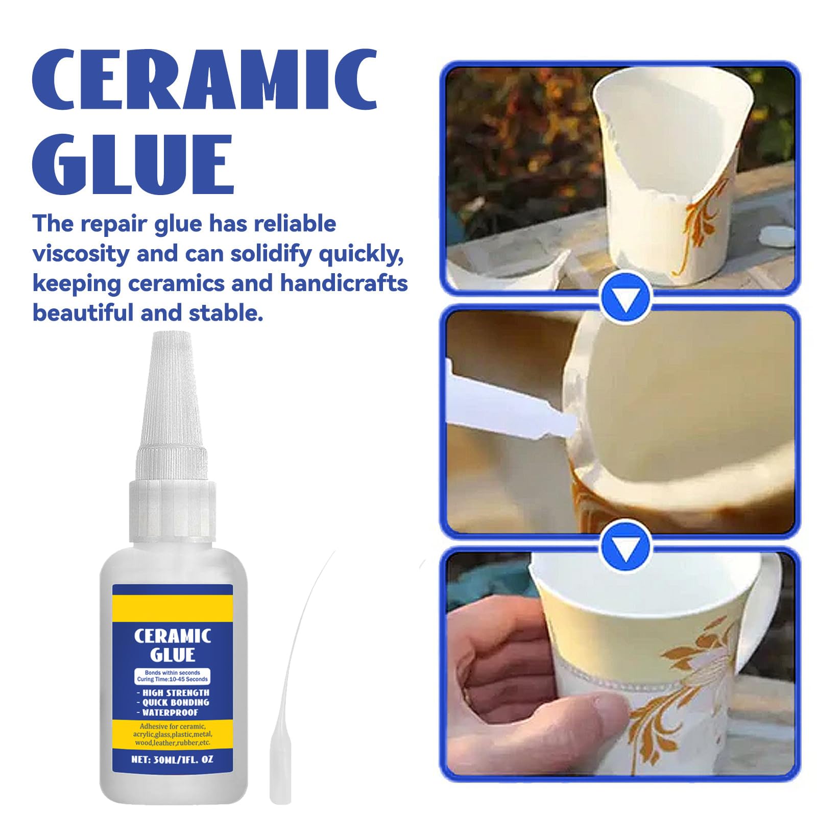 ADESIVO VETRO PER vetro porcellana ceramica cristallo marmo avorio pietra colla 14 g EUR 7,49