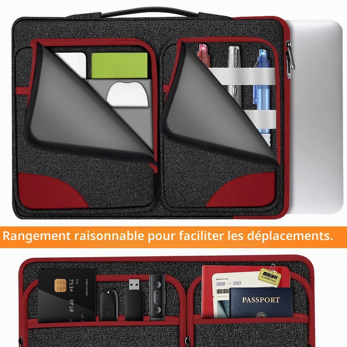 ZINZ étui pour ordinateur portable 15 15.6 16 17 pouces, mallette fine, sac à main pour les ordinateurs portables les plus populaires de 15 "15.6" 16 "17"