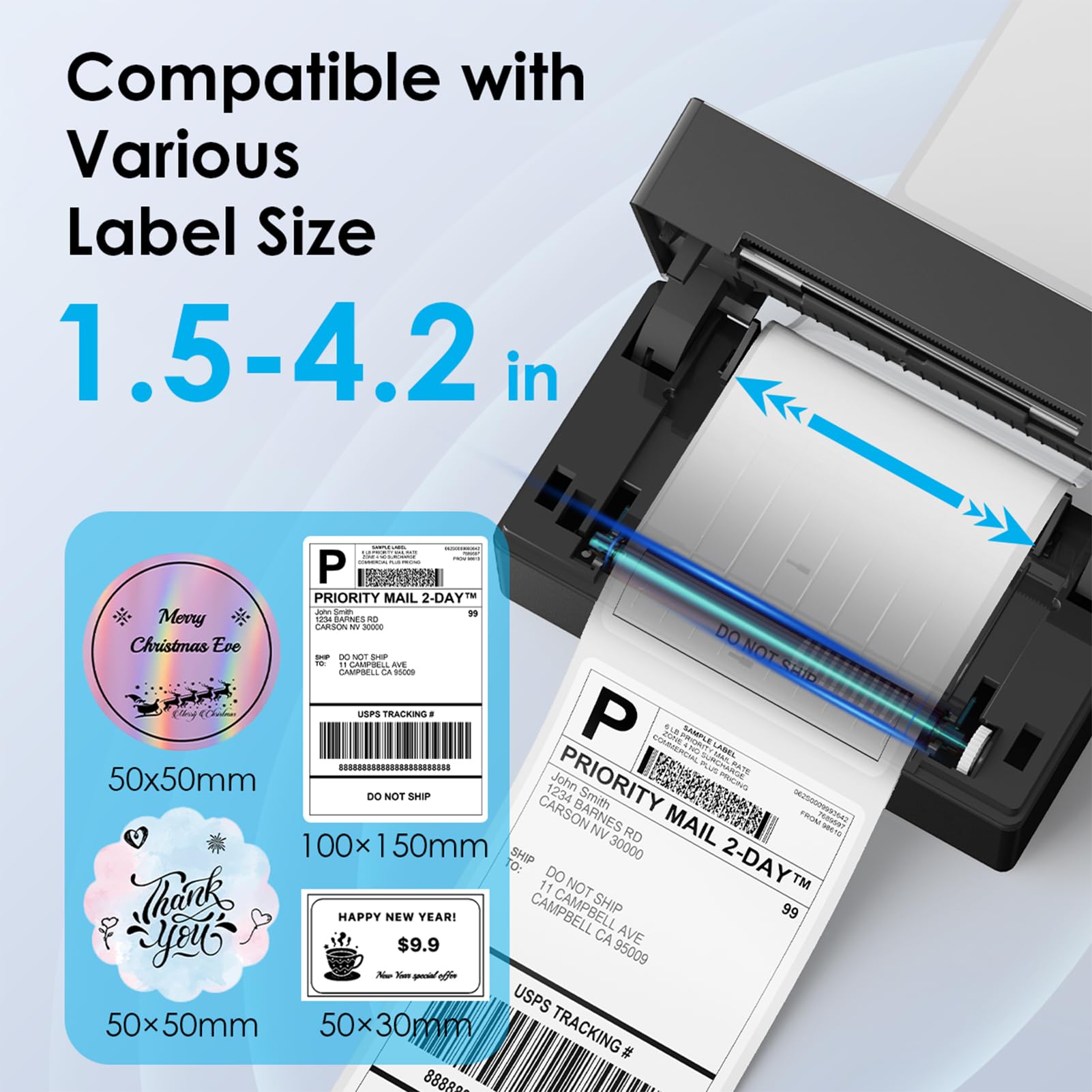 KNAON - Bluetooth Thermo-Etikettendrucker, kabelloser 4x6 Thermodrucker für kleine Unternehmen, kompatibel mit iPhone, Android, Windows, Mac und Chromebook, funktioniert mit Ebay Shopify