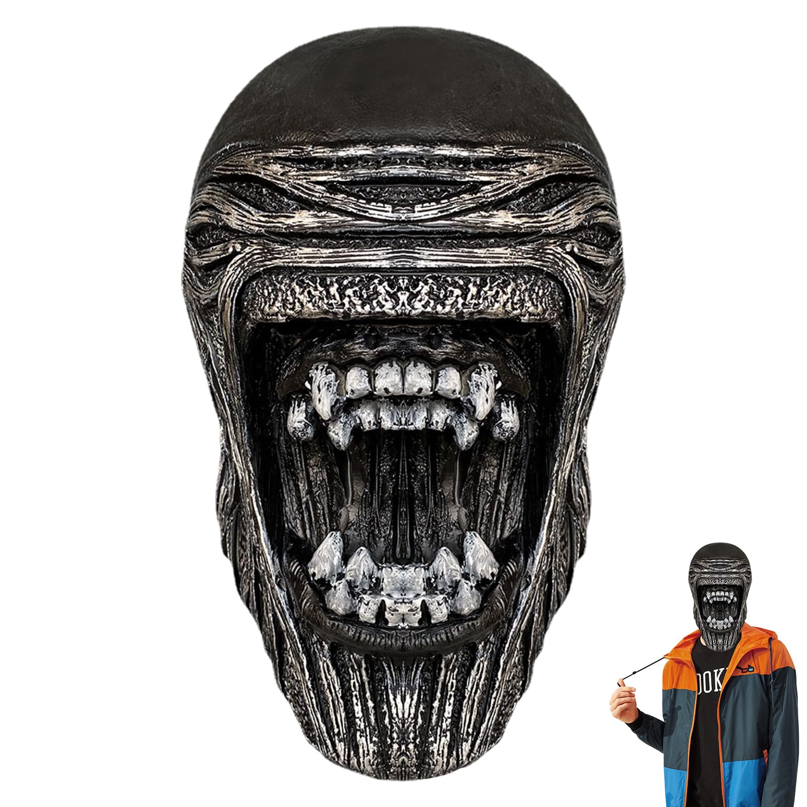 Headgear alieno per uomini – Casco da costume alieno di fantascienza | Maschera aliena Halloween Cosplay, casco spaziale futuristico per feste, festival, spettacolo di scena,