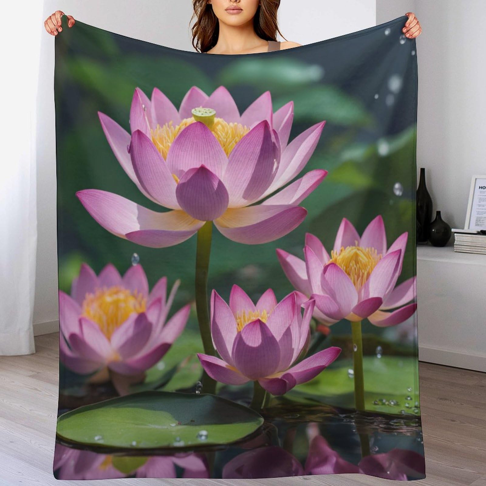 Plaid polaire lotus flannel 130x150cm couvre-lit chaud pour sofa