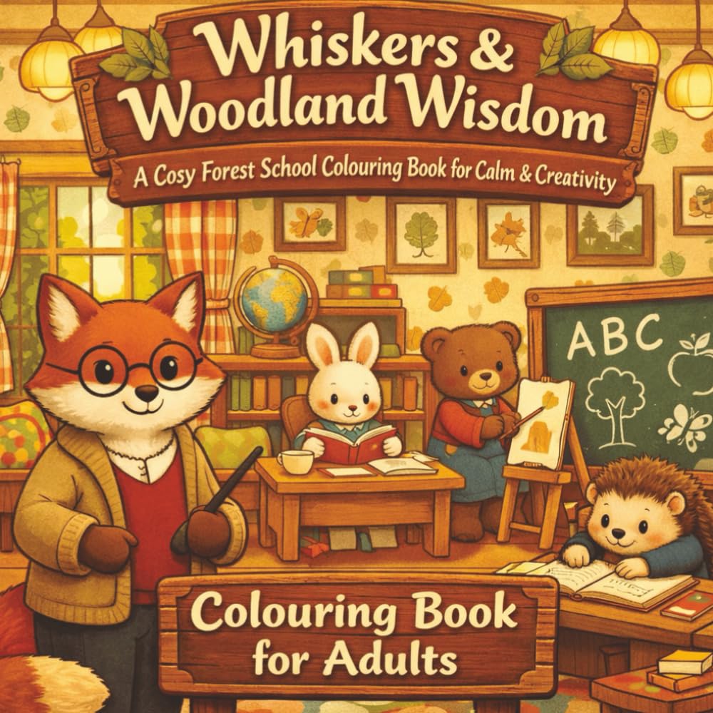 Whiskers & Woodland Wisdom Adult Colouring book | Cute and Cosy illustrations for Anxiety and Relaxation: A Cosy Forest School Colouring Book for Calm & Creativity