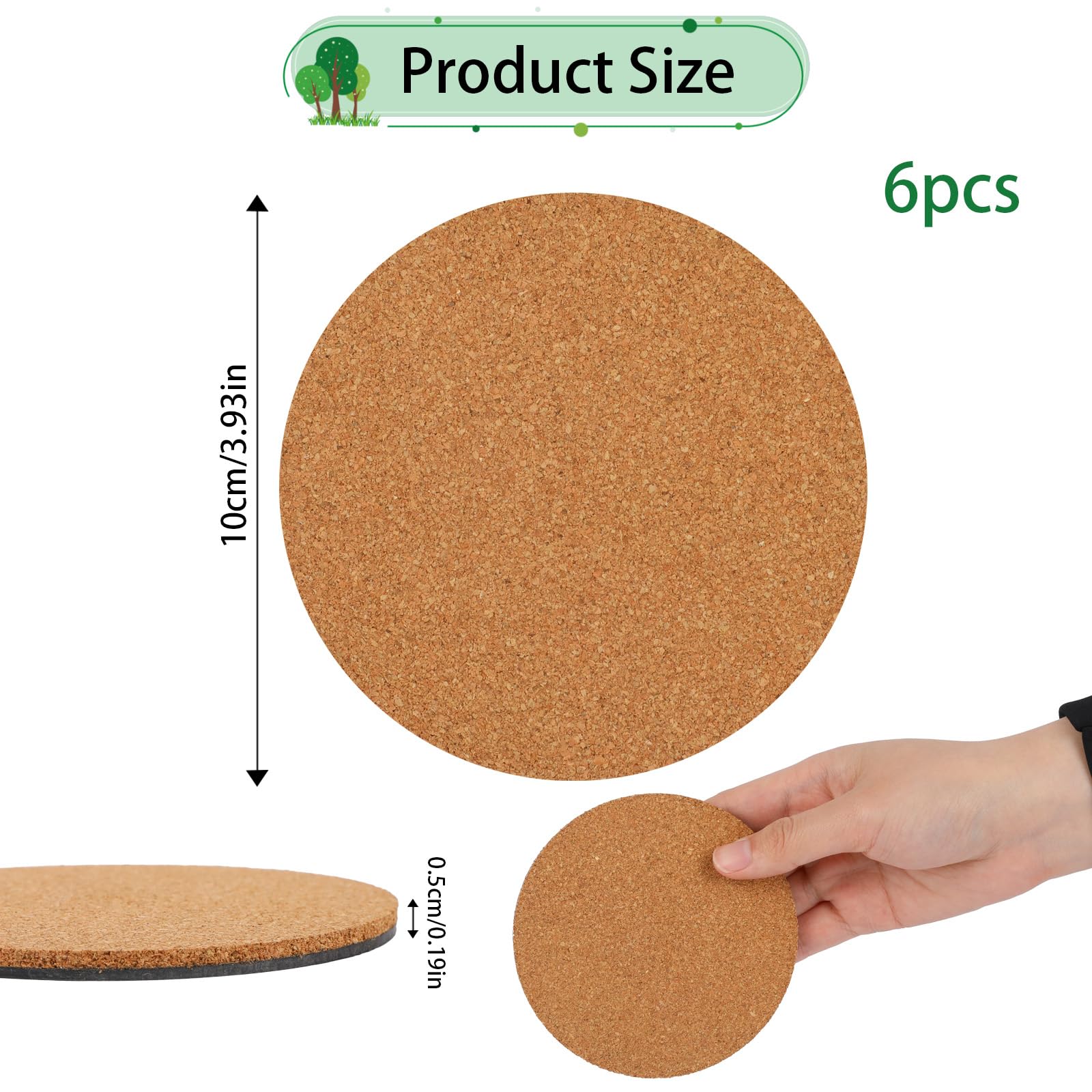 Amazon.co.jp: コルク植物コースター 6枚パック ラウンドプラント
