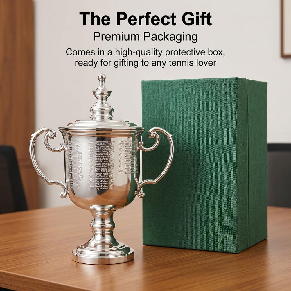 US Open Tennis-Trophäe Replik, Grand-Slam-Stil Sammlerpokal aus Harz für Tennisfans, Sportmemorabilia Geschenk, Deko für Zuhause, Büro und Club