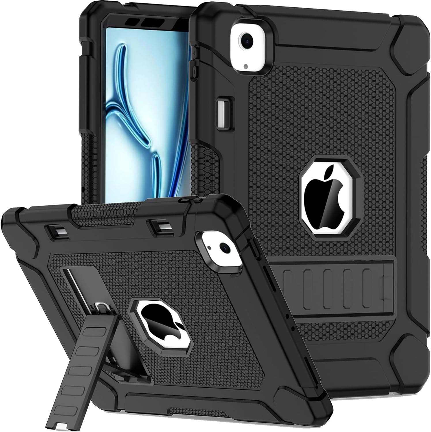 LTROP Case for iPad Air 11 inch M2 2024 Air 6th /10.9 Air 5th 2022/Air 4th 2020, Protective Cover with Kickstand Case for iPad Air 6 5 4 Generation, Black