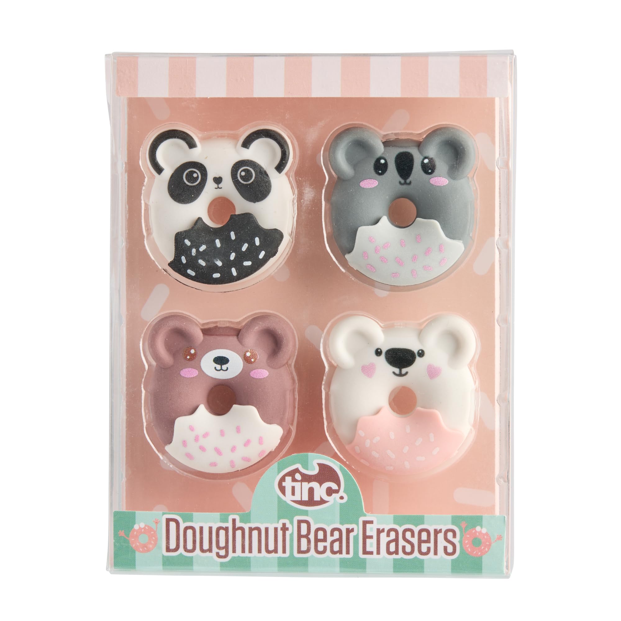 Tinc Doughnut Bear Erasers Collection Pack for Kids - Use at School & Homework (S4BEARER)
