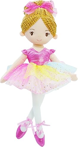 June Garden Bailarina Princesa Polina de 16 pulgadas Muñeca suave de peluche Traje rosa Regalo para niñas pequeñas