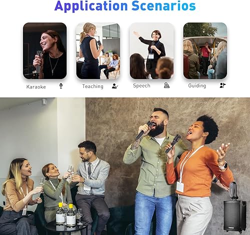 Miniatura 8 de ZOWEETEK Micrófonos inalámbricos para cantar, micrófono dinámico de mano dual con receptor recargable, juego de micrófono de karaoke para cantar,