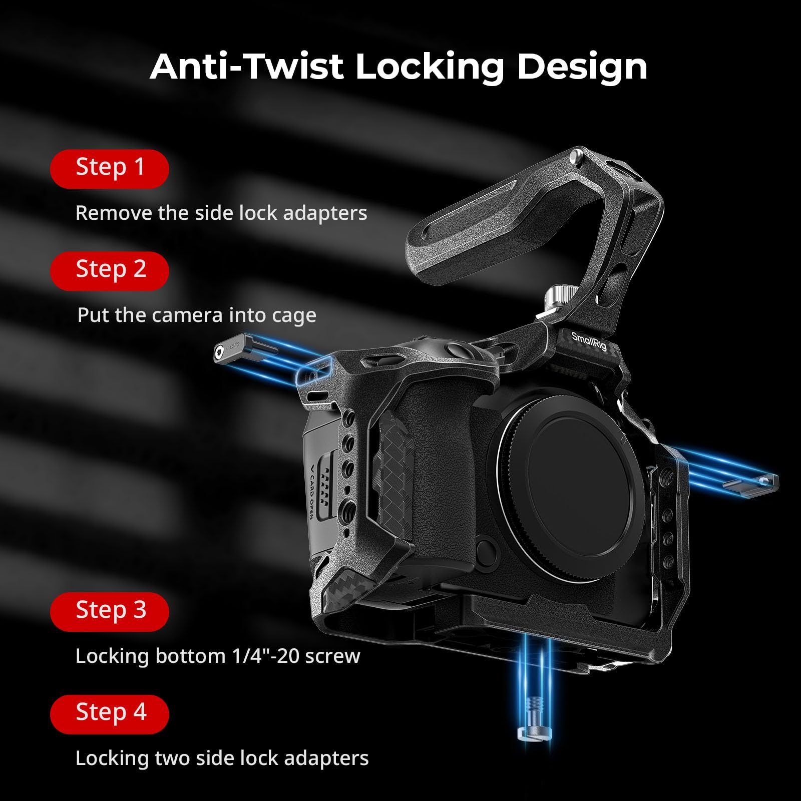 SMALLRIG R6 Mark III / R6 Mark II Cage "Black Mamba" Kit palmare per Canon con manico superiore, gabbia completa, morsetto per cavo HDMI e USB-C - 5960