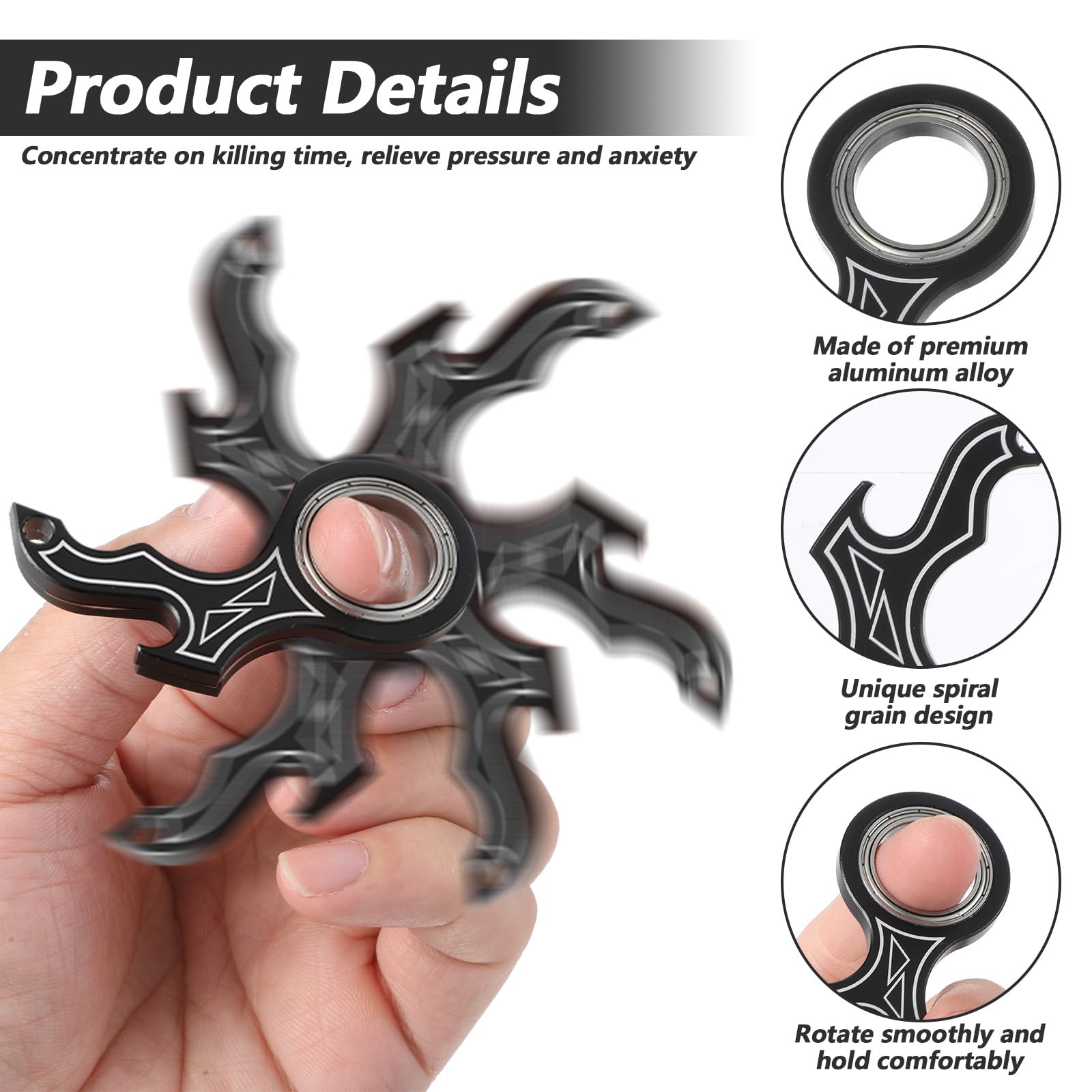Nogeqi Spinner kluczyk Fidget Keyring Przenośny spinner do palców kluczyk z pierścieniem Zabawka do treningu palców, obrotowy brelok dla dzieci i dorosłych, łagodzenie lęku Kluczyk Fidget