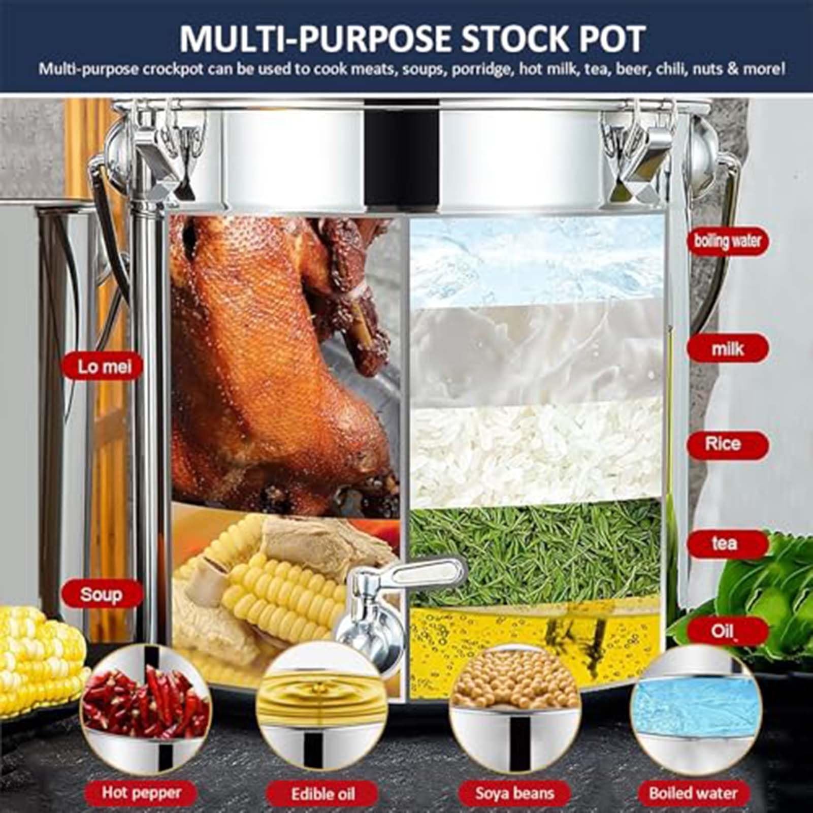 THEGA Hervidor De Cerveza Casero De Acero Inoxidable Resistente con Grifo, Olla De Calidad Comercial Y Lata para Leche Espesa con Grifo, Elaborar Cerveza(10L/9.4QT)