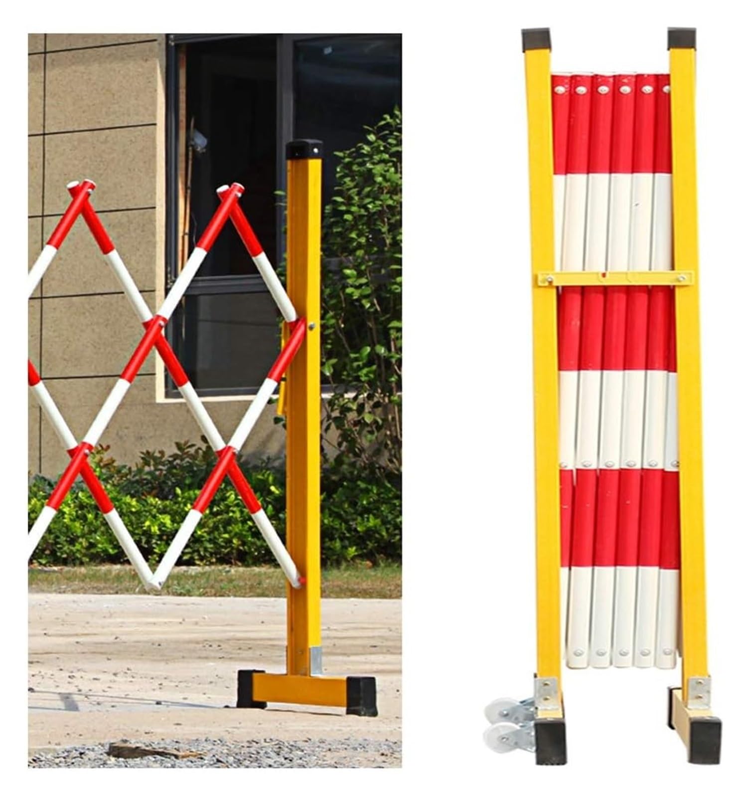 LWJSOCP Retractable Traffic Fence Expandable Metal Barrier with Pulley Mobile Safety Gate Industrial Insulation Barricade (1.2x4m) for Construction & Crowd Control