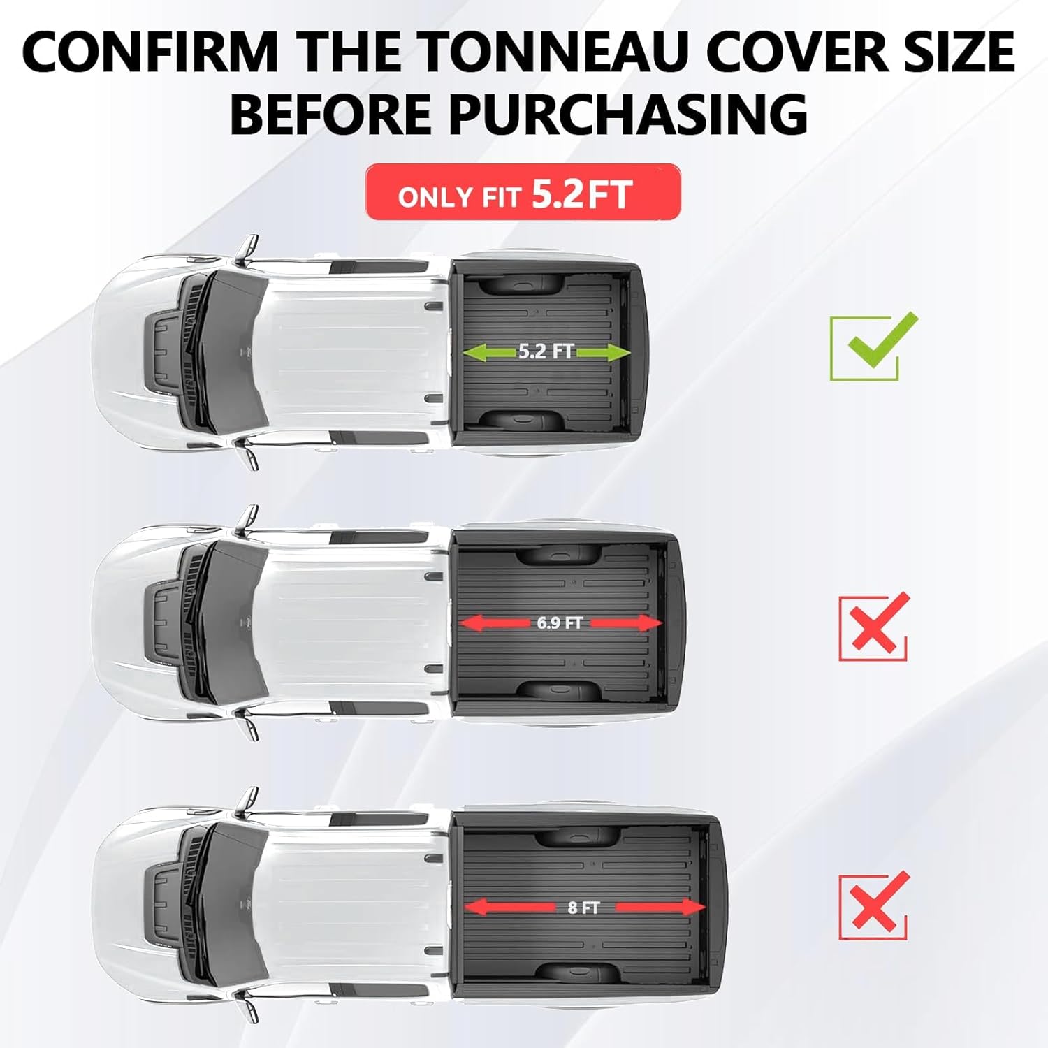 Hard Tri-fold Truck Bed Tonneau Cover Compatible with 5.2 FT for 2015-2026 Chevy Colorado/GMC Canyon Bed 5.2 FT Fiberglass and Waterproo w/o Multi-Flex Tailgate