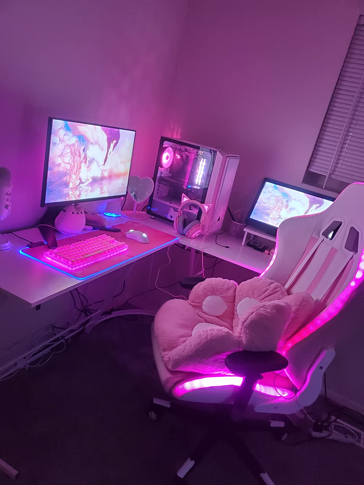 25/mo Finance L Shaped Gaming Desk, 58" Home Office Desk with Round