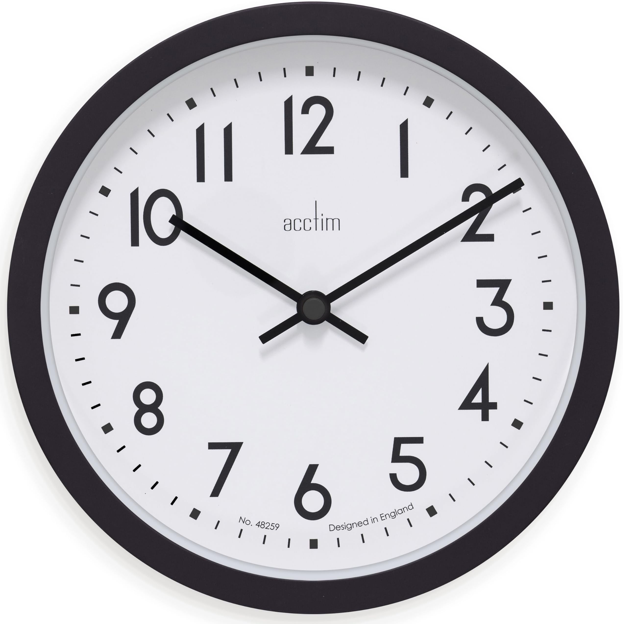 Acctim Elstow 20cm Wall Clock, Small Kitchen Clock with Glass Lens, Battery Operated Analog Wall Clock for Home Office, Living Room, Bedroom and Indoor Use (Soot)