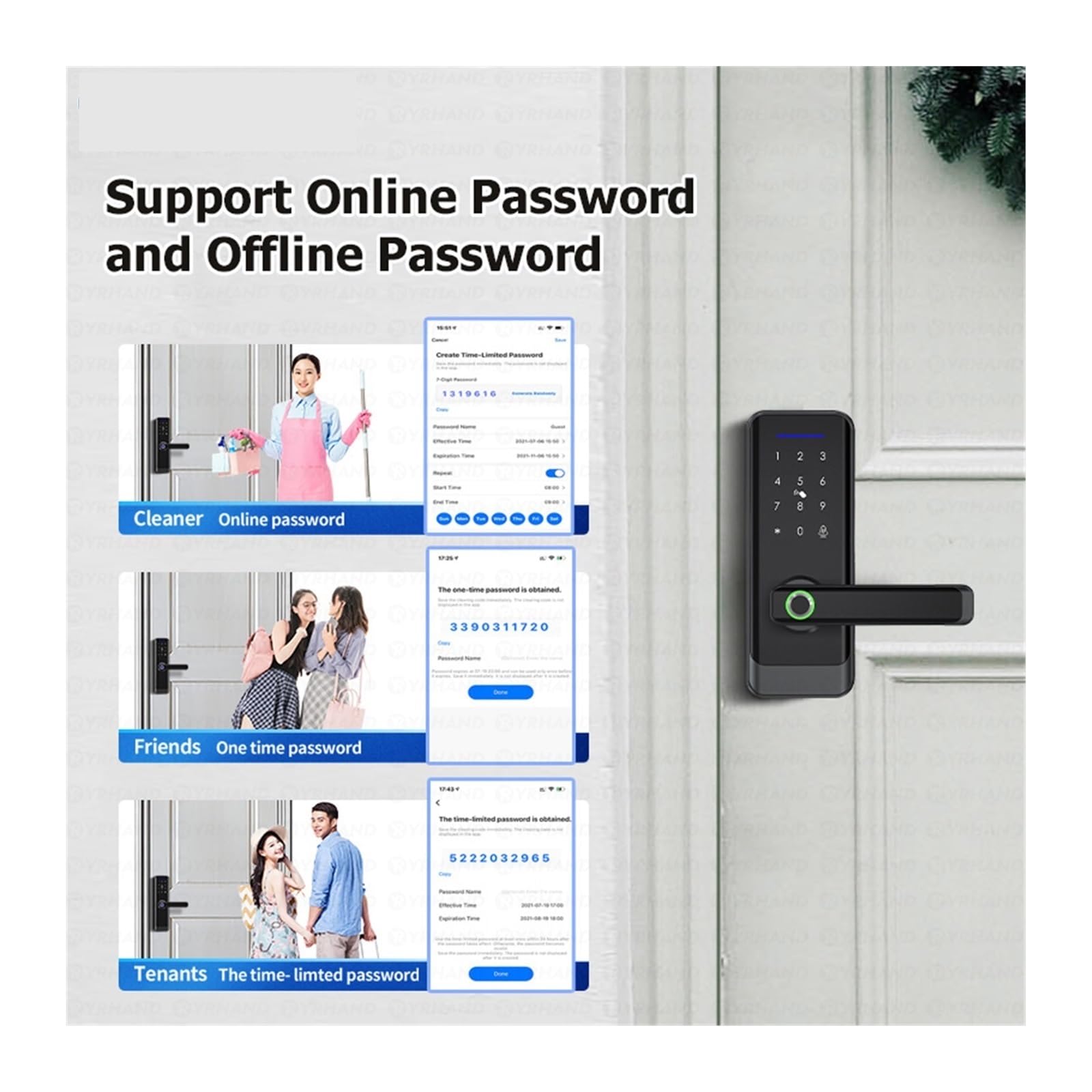 Serrure intelligente, Serrure De Porte Électronique Étanche Sans Clé Avec Télécommande Protection Et Empreinte Digitale(A233TT-B 180)