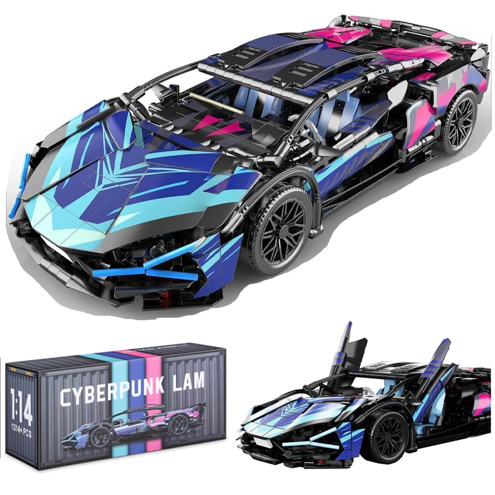 CIJINAY Sports Car Building Blocks Set, Racing Car Building Kits, 1314 PCS MOC Supercar Models for Adult, Construction Vehicle Toys Gift, Compatible with Major Brand Technic