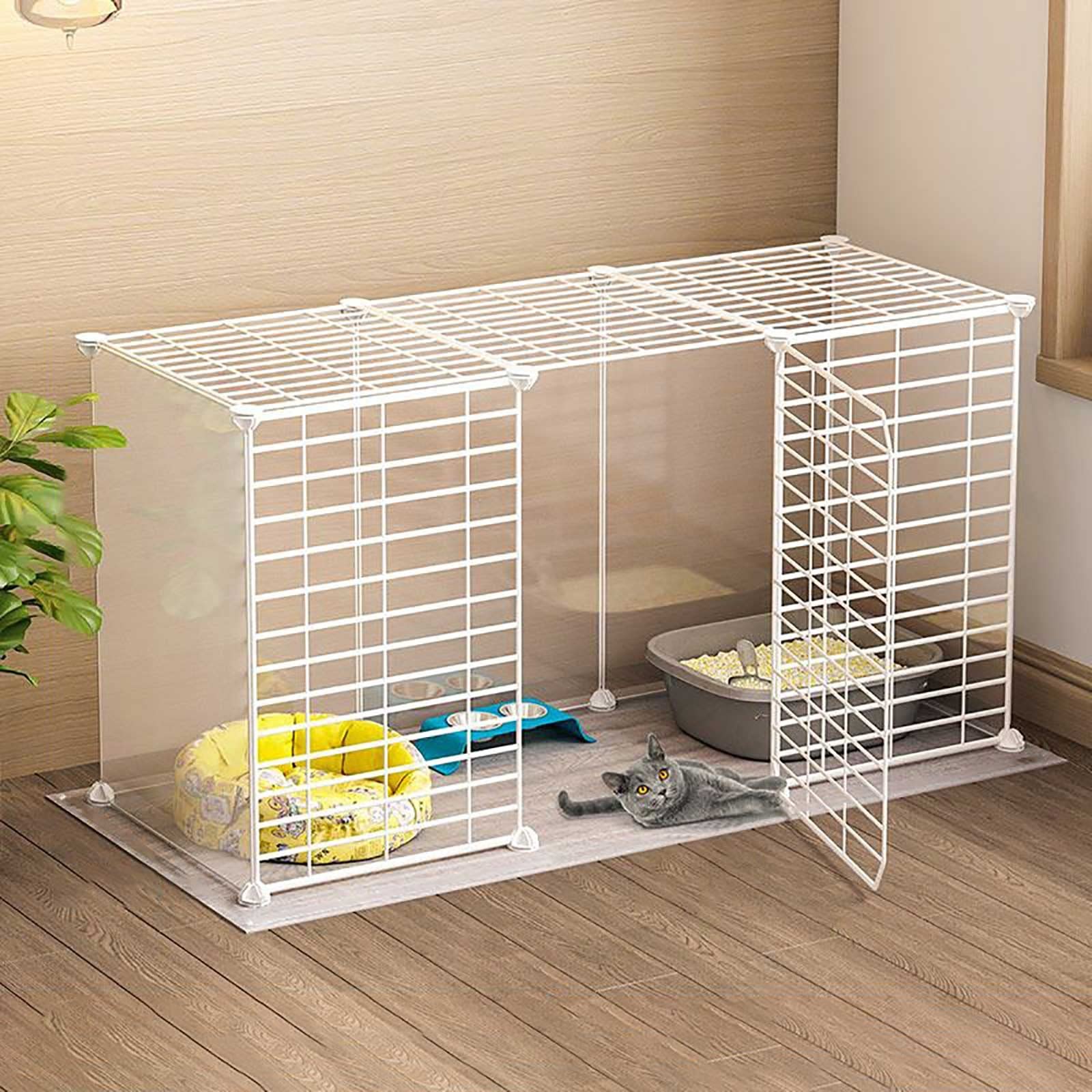 Cage pour chat et enclos intérieur pour nettoyer facilement l'espace de jeu