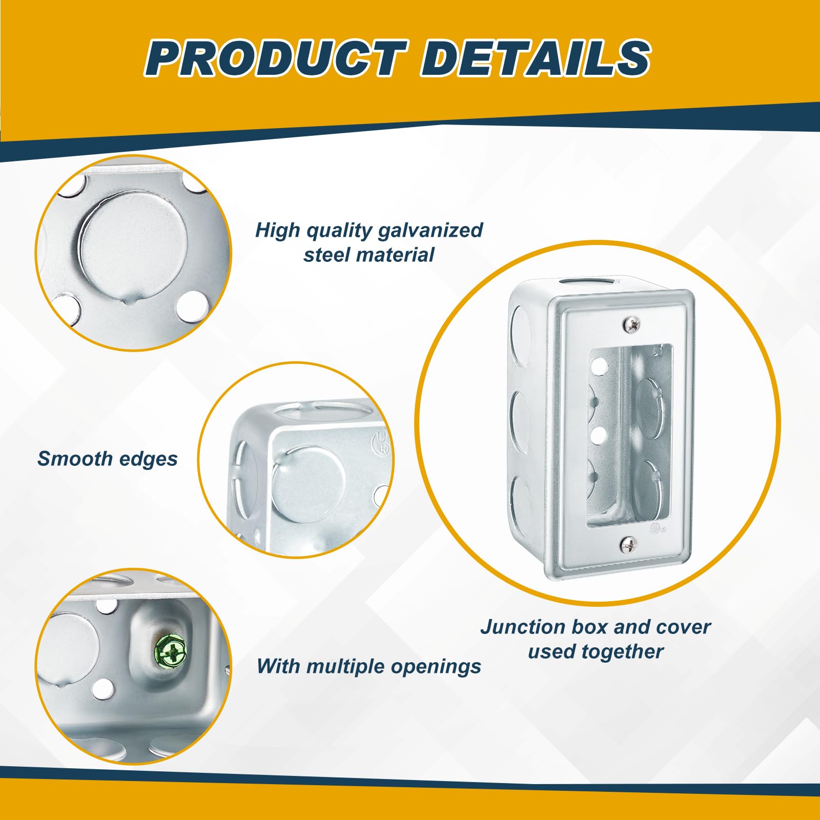 20 Pack Metal Electrical Box, 4" X 2" Utility Electrical Box, 1-7/8" Depth Handy Box, Raised - View #7