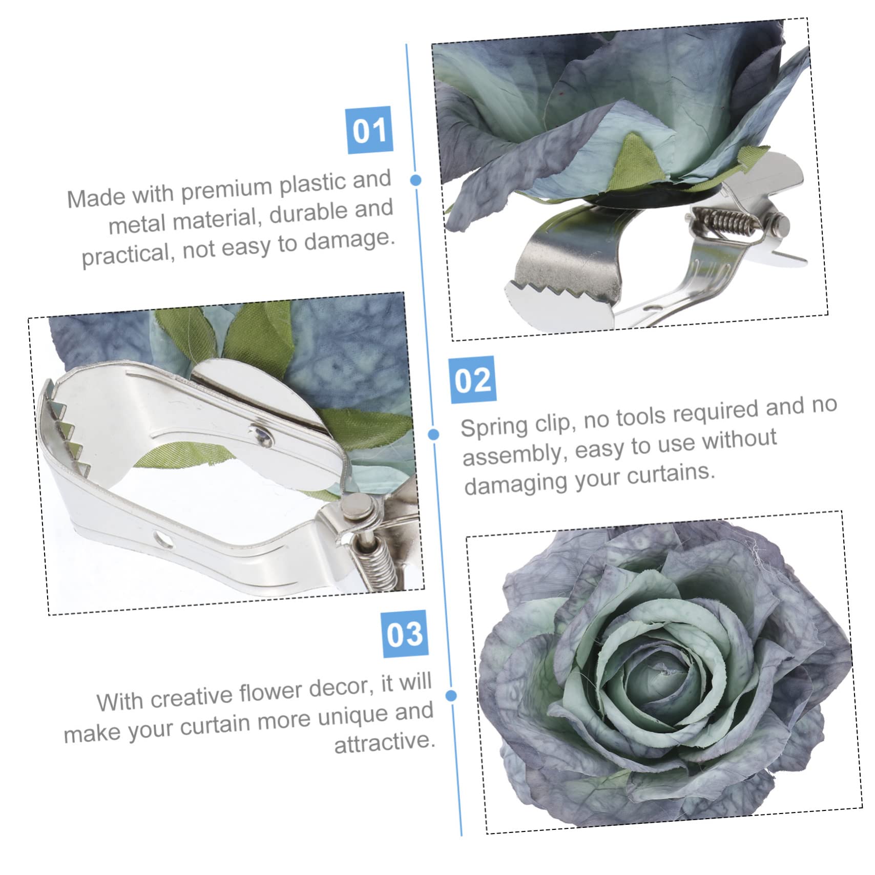 Alipis 8pièces Pince à Rideaux Décorative avec Clips Liens Modernes pour Décoration De Fenêtres Couleur Bleue