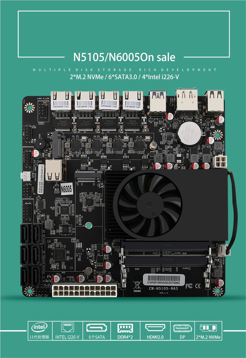 ESBOOK N5105 第12世代 Celeron N95 Amazon.com: Celeron N5105/6005 Industrial Motherboard NAS 4 Cores