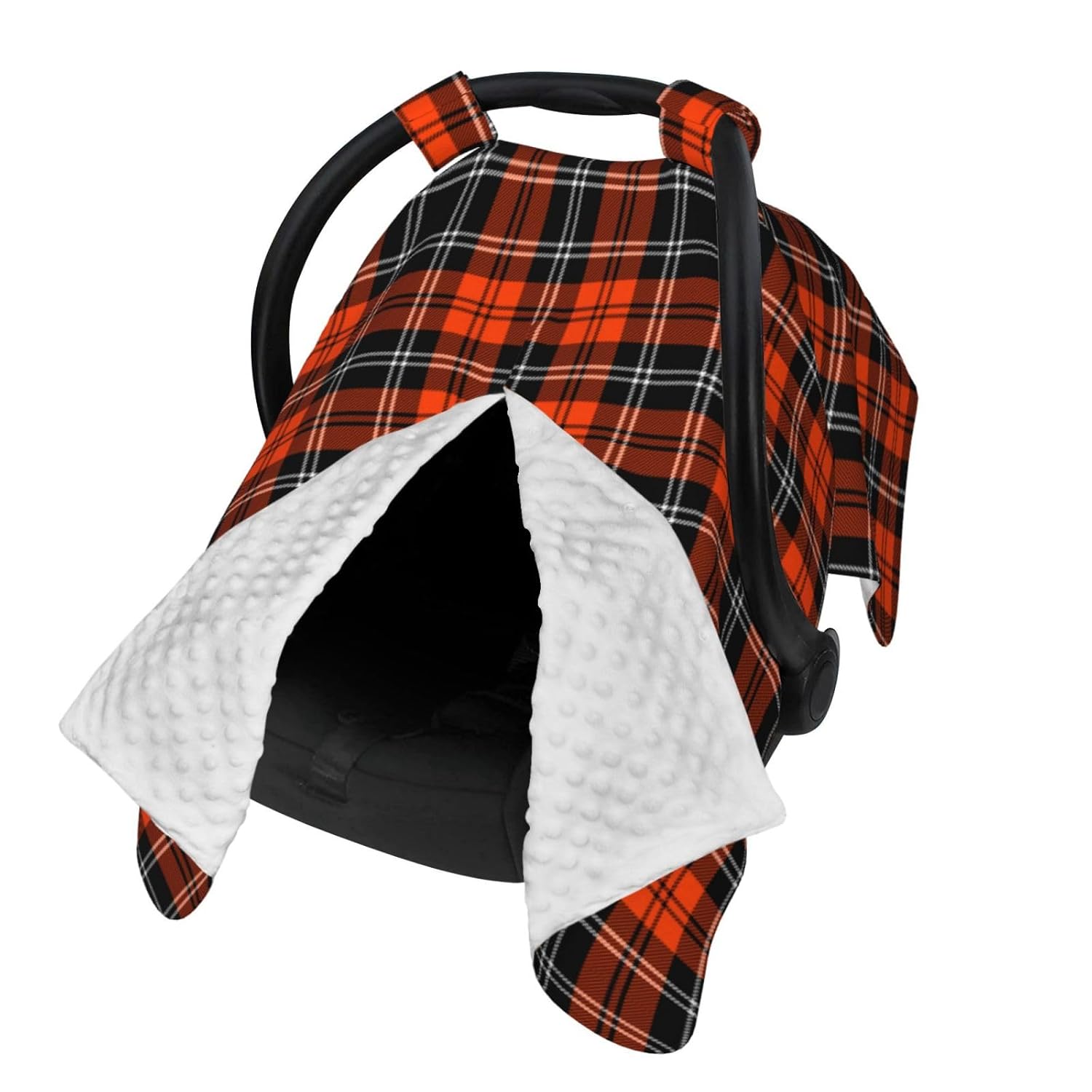 Red Black Tartan Plaid Pattern Scottish Cage Baby Car Seat Cover & Breastfeeding Nursing Cover - Breathable Stretch Fabric Multi-Use Nursing Cover for Breastfeeding
