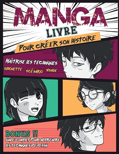 Manga Livre: Pour Créer son histoire - Apprends à Dessiner des Mangas comme un Pro - Technique de dessin et planches vierges BD à remplir - Grand format