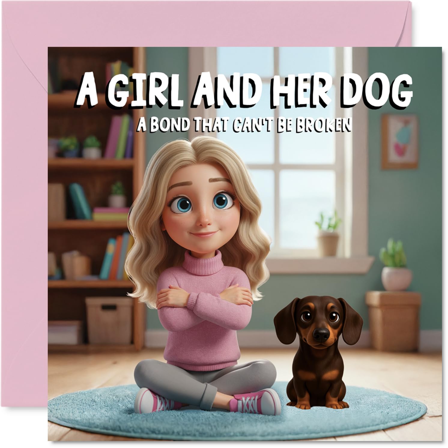 Dachshund Birthday Card for Women - A Girl and Her Dog - Happy Birthday Card for Girls, 145mm Female Greeting Cards