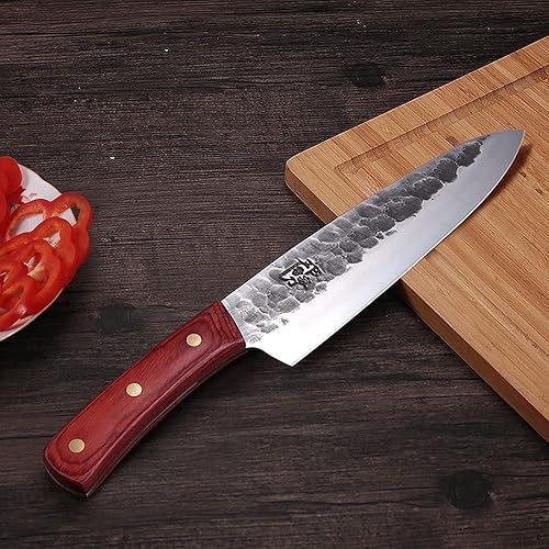Miniatura 7 de Dengjia Cuchillo de chef de 8 pulgadas cuchillo de cocina forjado de acero inoxidable 5Cr15Mov cuchillo de cocina con mango de madera cuchilla
