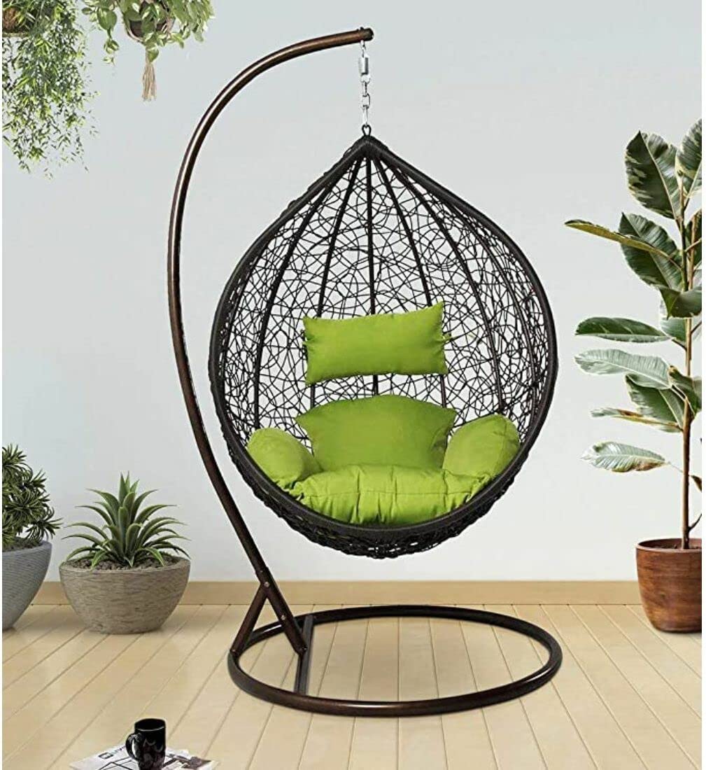 Carry Bird Wicker Rattan Wrought Iron Single Seater Swing Chair With