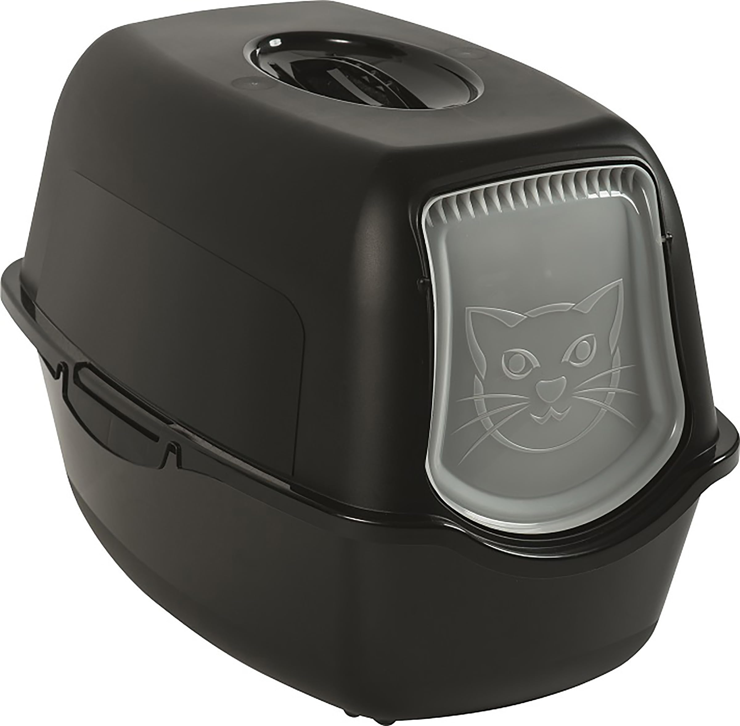 Maison de toilette noire CPL bac à litière fermé plastique PP recyclé