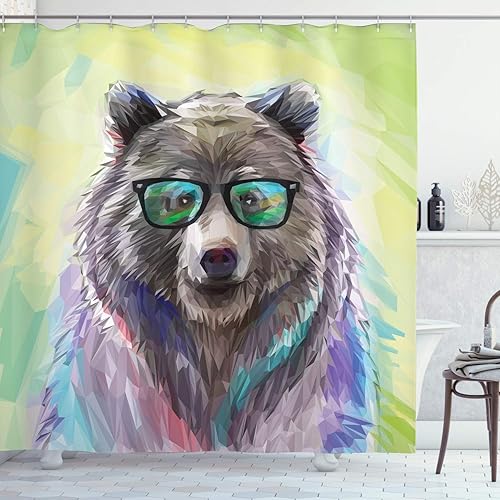 Miniatura 56 de Ambesonne Cortina de ducha de terror, salpicaduras de sangre, estilo grunge, estampado temático de terror zombi aterrador, juego de decoración de