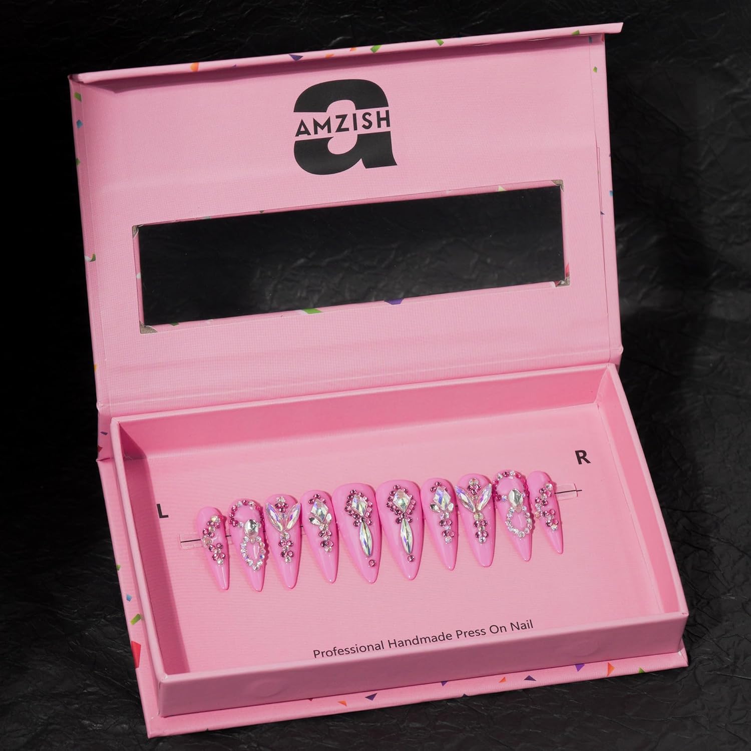 Pink Pastel Crystal Lover 100% Handmade Press On Nails, 10-Piece Luxury Press On Nailslong almond nail art kits, Long Stiletto Fake Nails With Box Gifts for Women Girl (Pink Pastel2, M) 2 Pink Pastel Crystal Lover 100% Handmade Press On Nails, 10-Piece Luxury Press On Nailslong almond nail art kits, Long Stiletto Fake Nails With Box Gifts for Women Girl (Pink Pastel2, M)