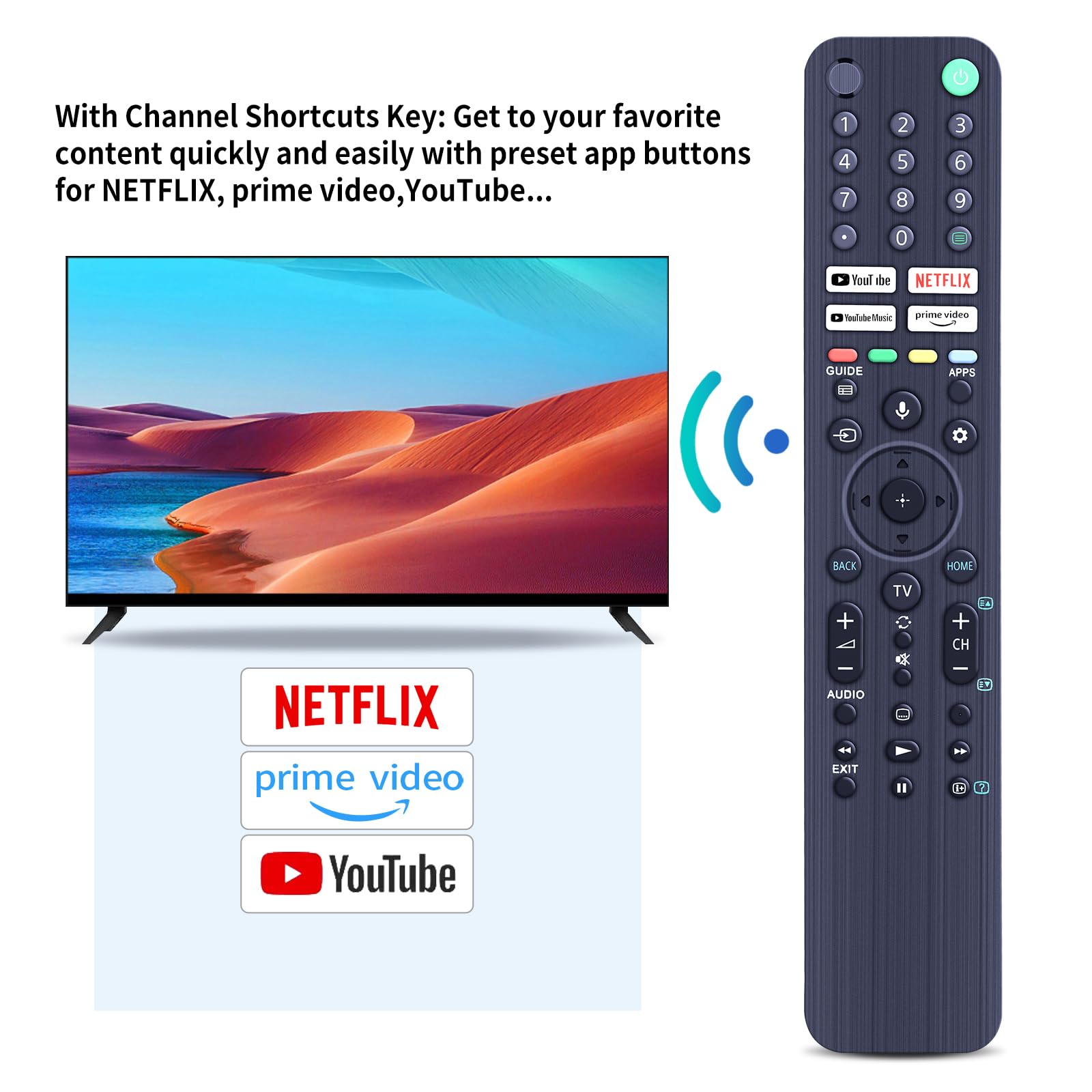 RMF-TX520P Replacement Remote Control Apply to Sony Smart LED TV KD-43X80J KD50X85J KD75X80J(No Voice), RMF-TX520P(No Voice) - Image 4