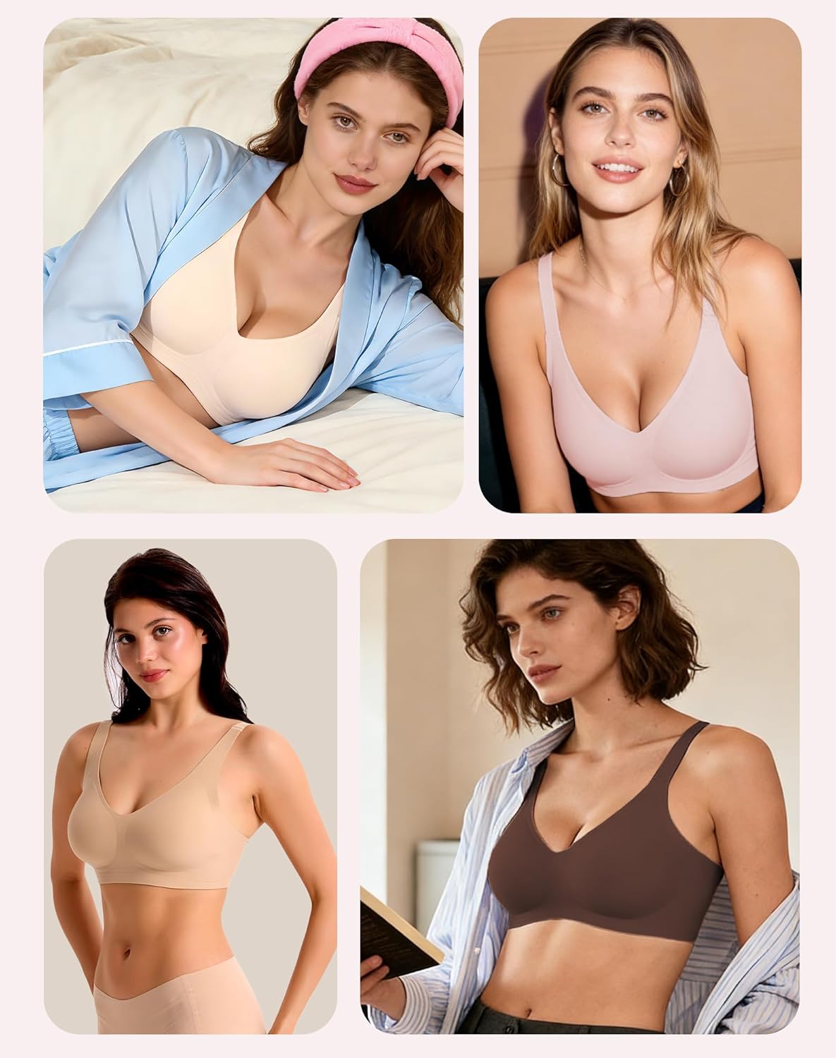 Jelly Bras for Women Wireless Deep V Bra 2 Pack – Seamless Everyday Bras with Jelly Support, Comfortable No Wire T-Shirt Bras - Image 6