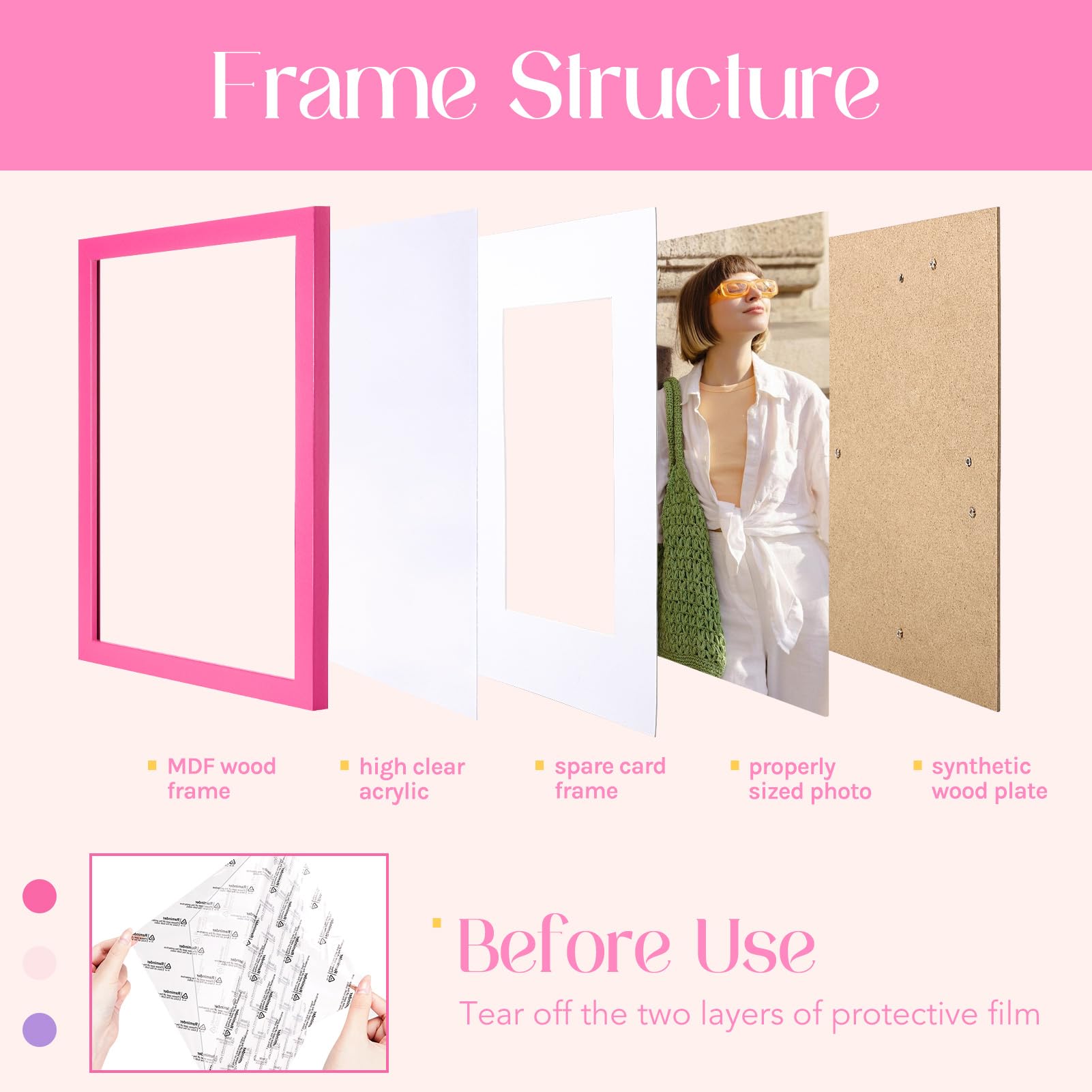 TWING 4x6 Picture Frame – Pink, Fits 3.5x5 With Mat Or 4x6 Without Mat, Tabletop Display - View #10