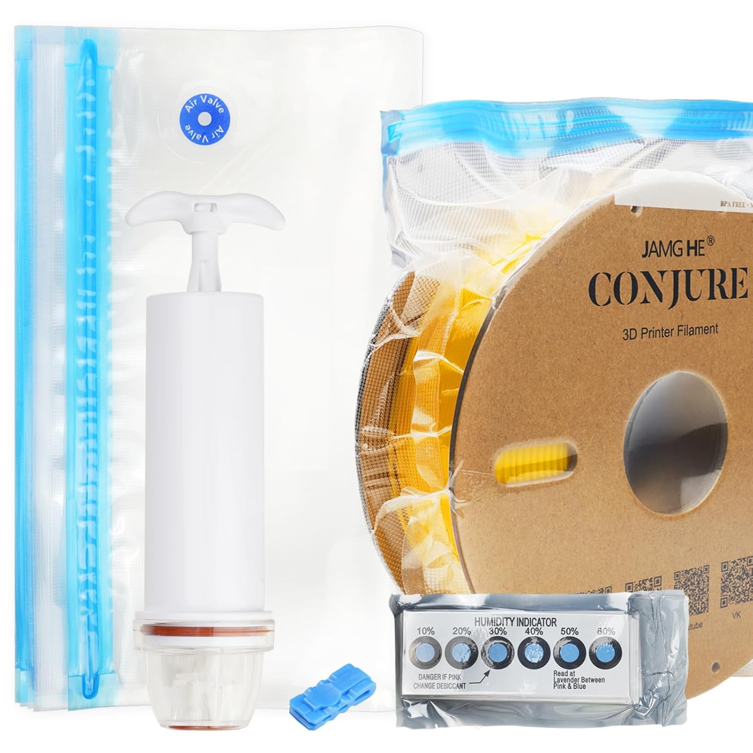 Chitu Systems 30Pcs 3D Printer Filament Vacuum Storage Bags Kit with Pump,Prevent and Monitor Moisture Keeping Filament Dry,30x34cm for 1Kg Filament