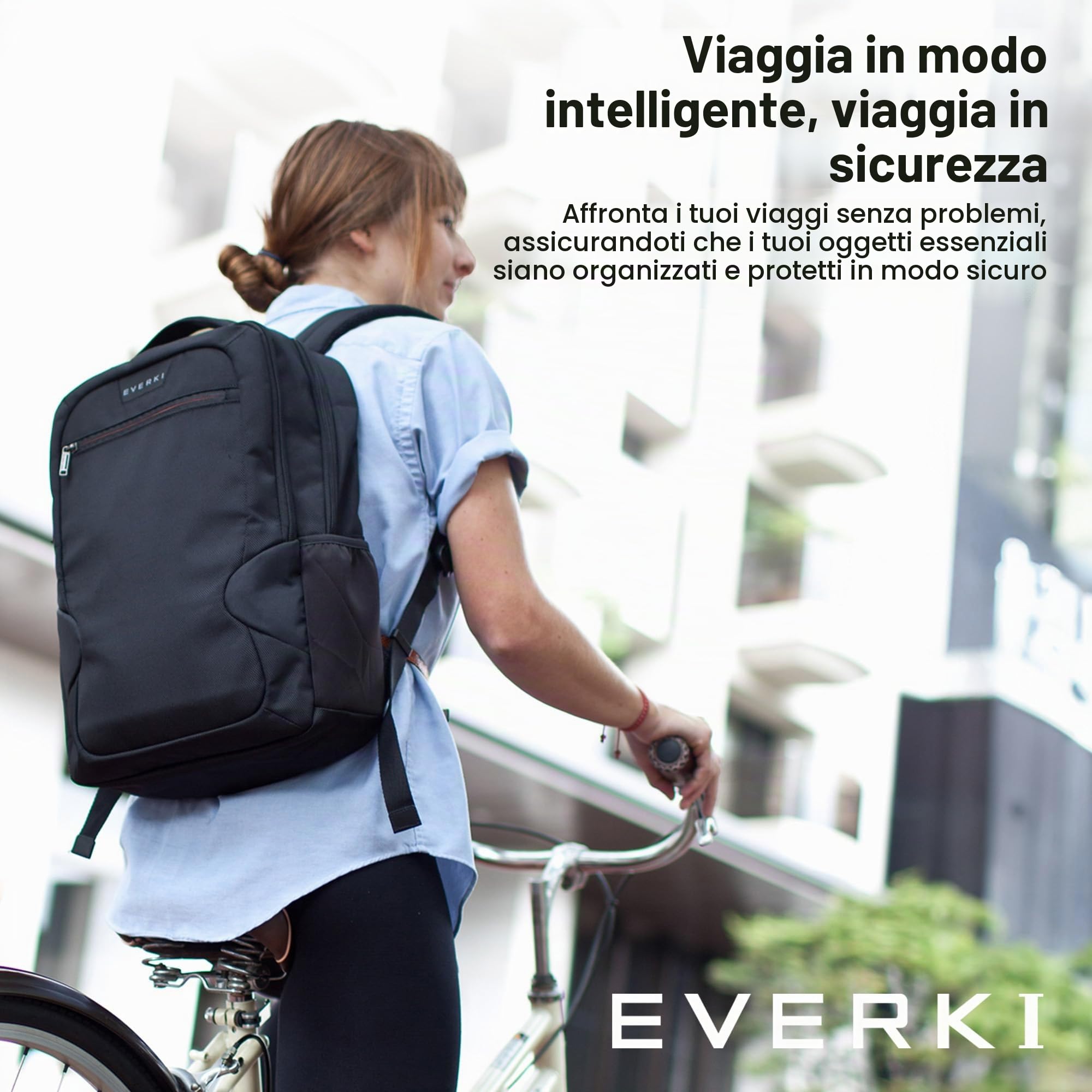 Everki Studio Slim zaino business per donna e uomo – zaino da viaggio, per MacBook Pro 15", borsa da lavoro idrorepellente – Nero (EKP118)