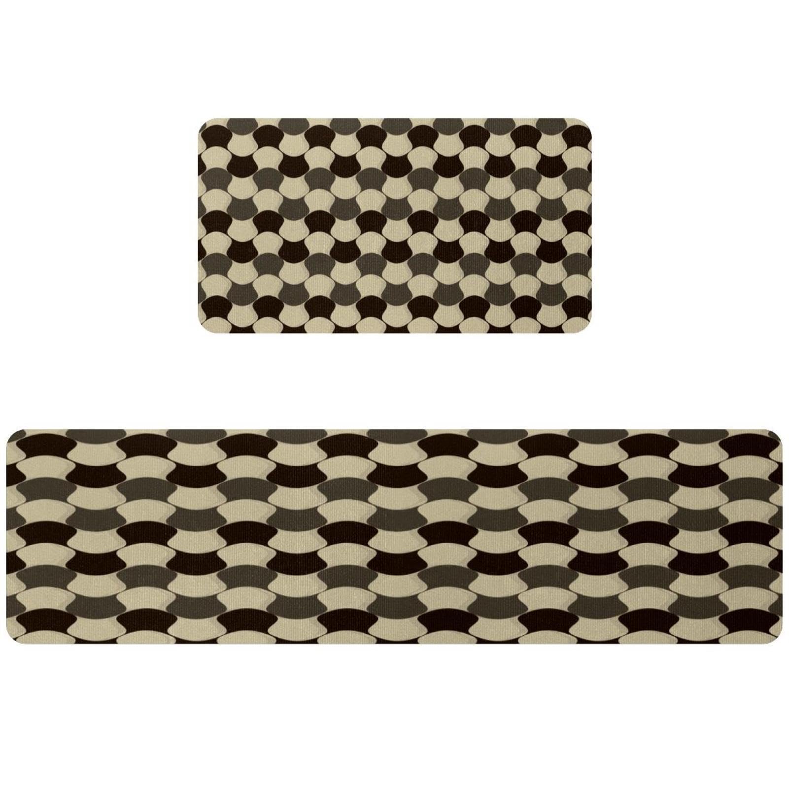 Tapis de cuisine absorbants et lavables à carreaux déformés antidérapants