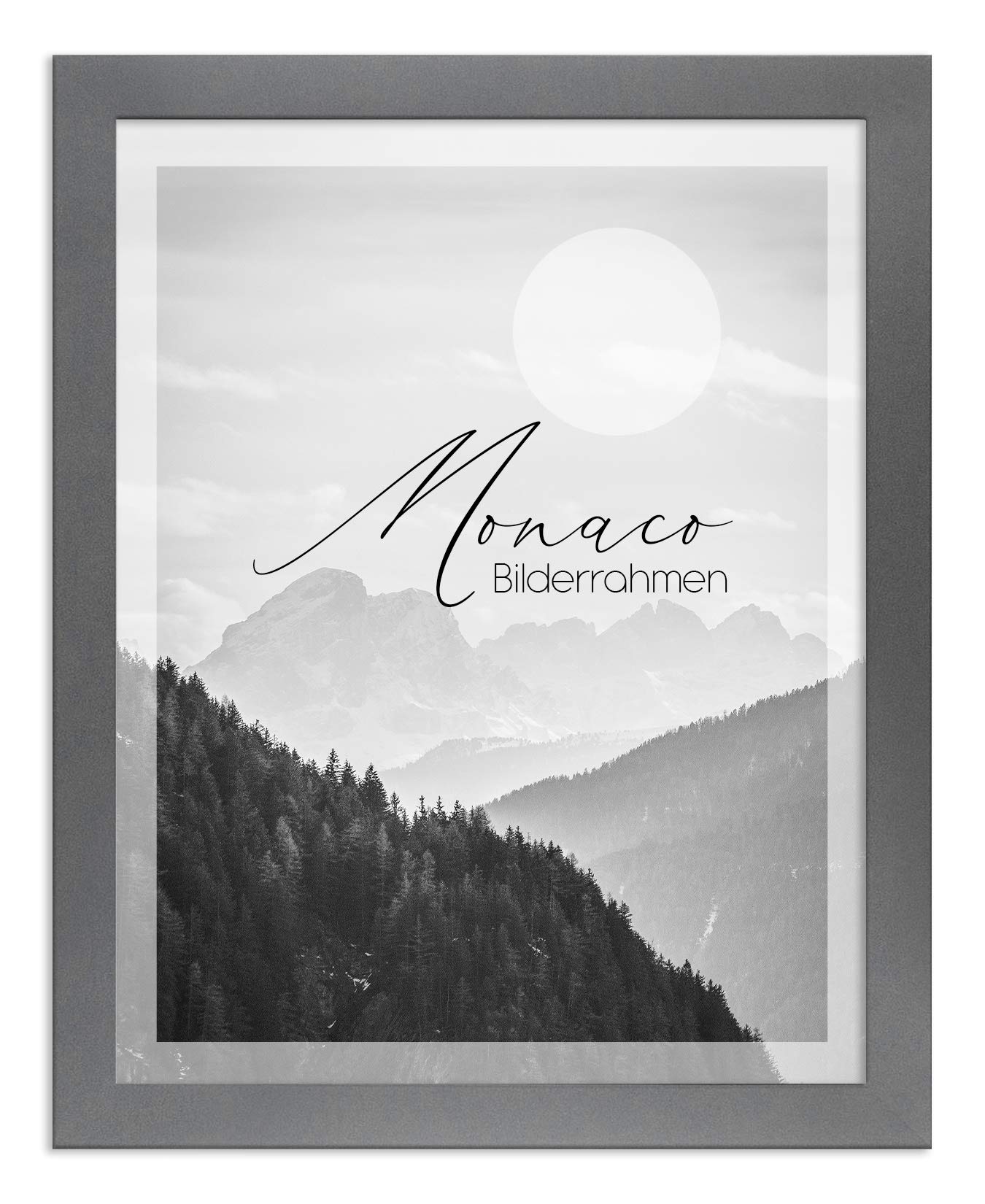BIRAPA Monaco Bilderrahmen 50x70 cm Grau Schlicht - Bilderrahmen, Posterrahmen, Wechselrahmen, Bilderrahmen Modern