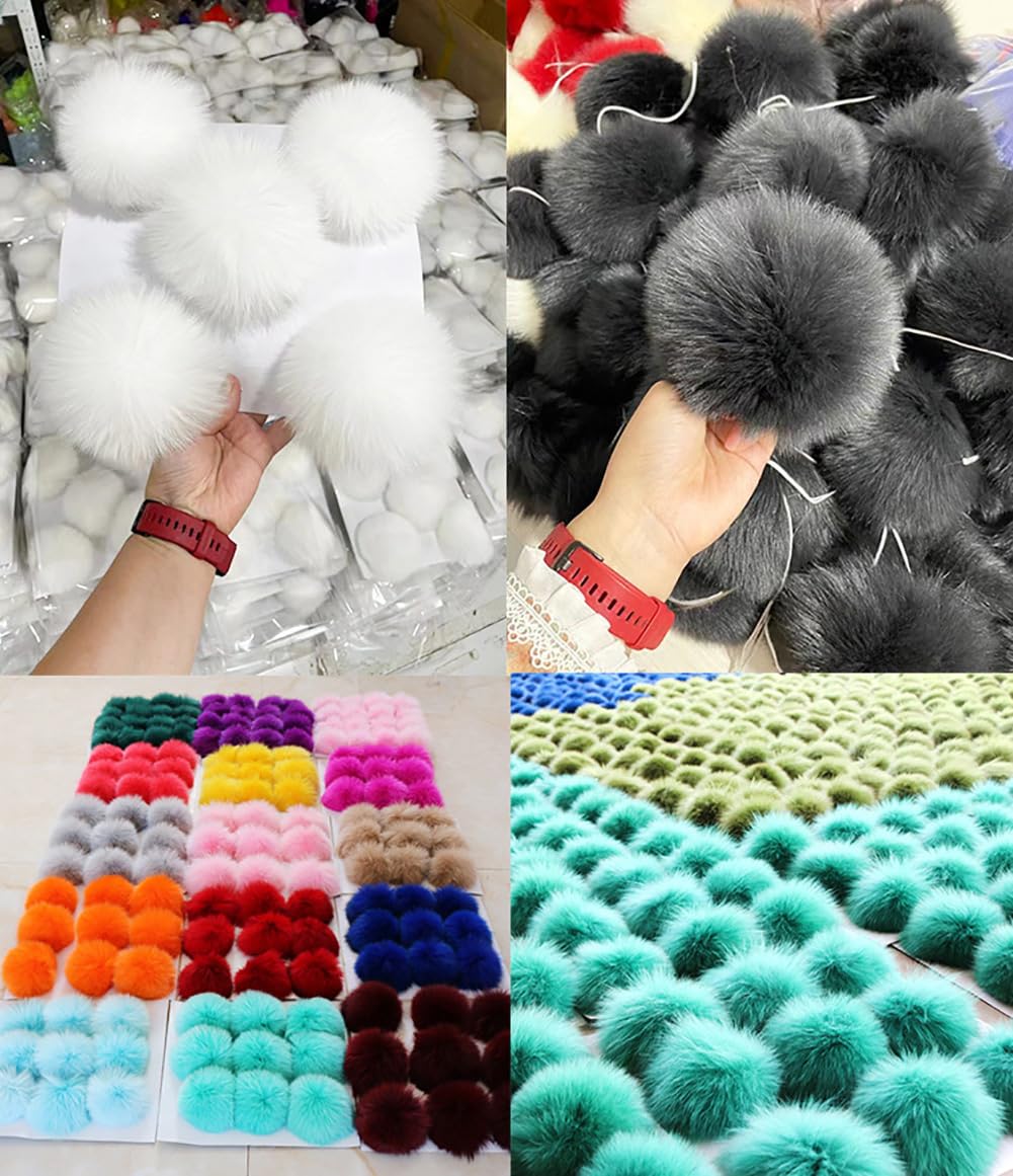2 sztuki pluszowych piłek z lisiem pomponem ze sztucznego futra, puszysty pompon z elastyczną taśmą gumową do czapek, toreb, breloczków, akcesoria do szalika, zawieszki, dekoracja, fioletowe, 15 cm