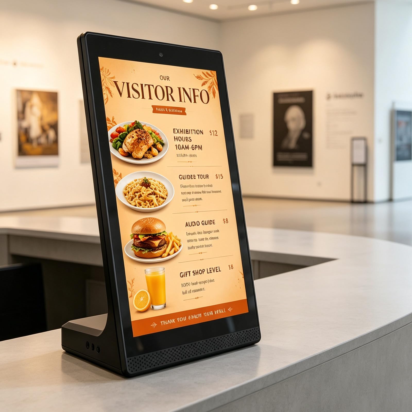 RUODATONLY 15.6 Inch Electronic Menu Board, Touchscreen Digital Signage Display with USB WiFi Media Player, Countertop Advertising Display for Restaurant Cafe Store