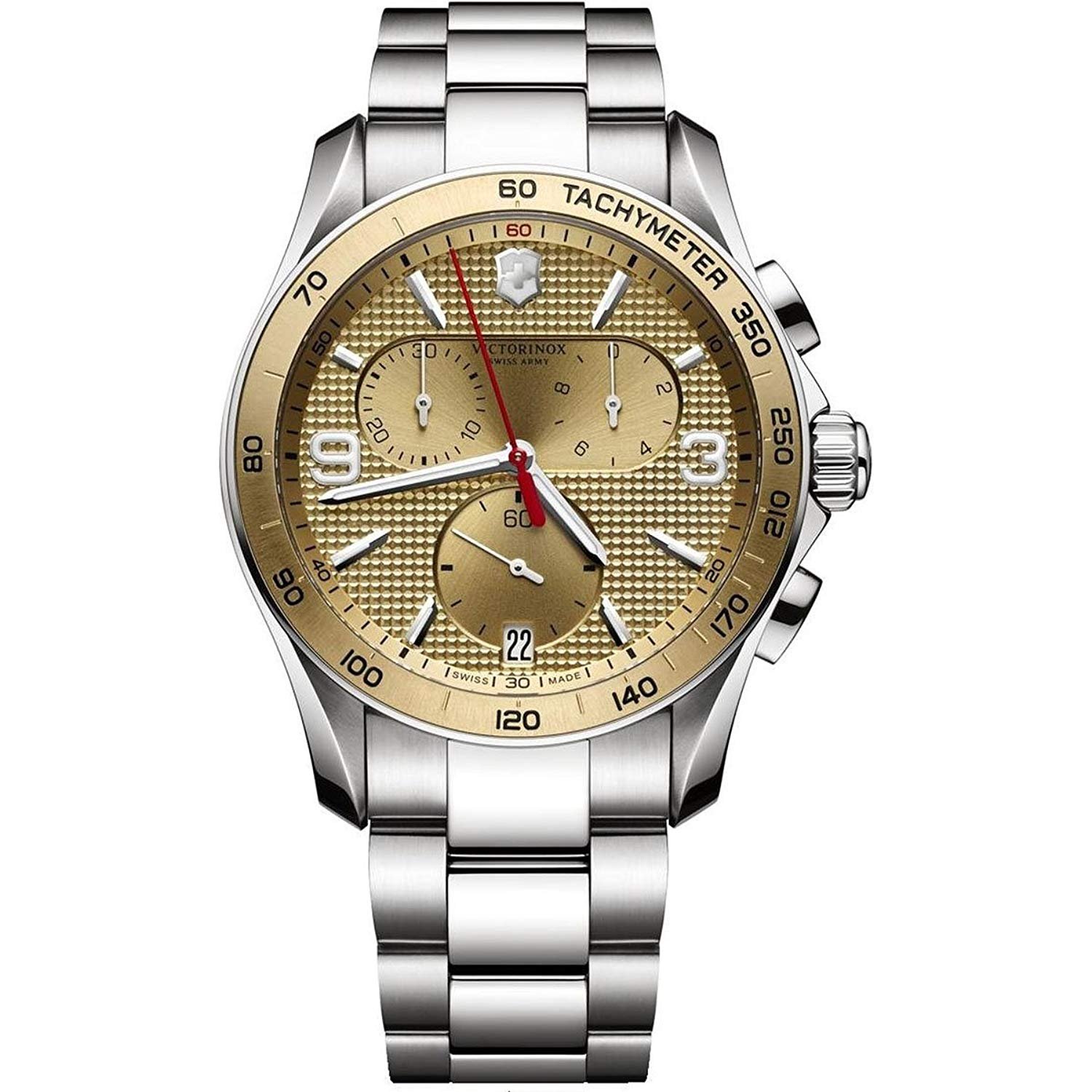 Victorinox Stainless Steel Chrono Classic Analog Gold Dial Men Watch-241658, Silver Band (B00KKX617S) Amazon Price History, Amazon Price Tracker