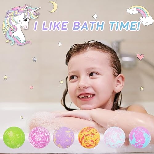 Miniatura 3 de Athbavid - Bombas de baño de unicornio con sorpresa en el interior para niñas, 6 bombas de baño grandes, regalos de cumpleaños para niños, bombas de