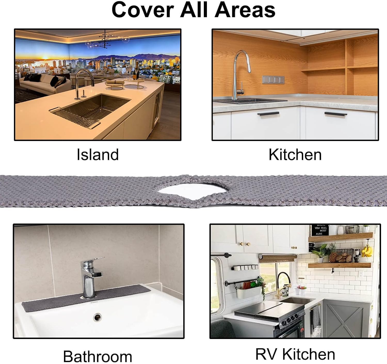 18'' Kitchen Sink Faucet Absorbent Mat, Fabric