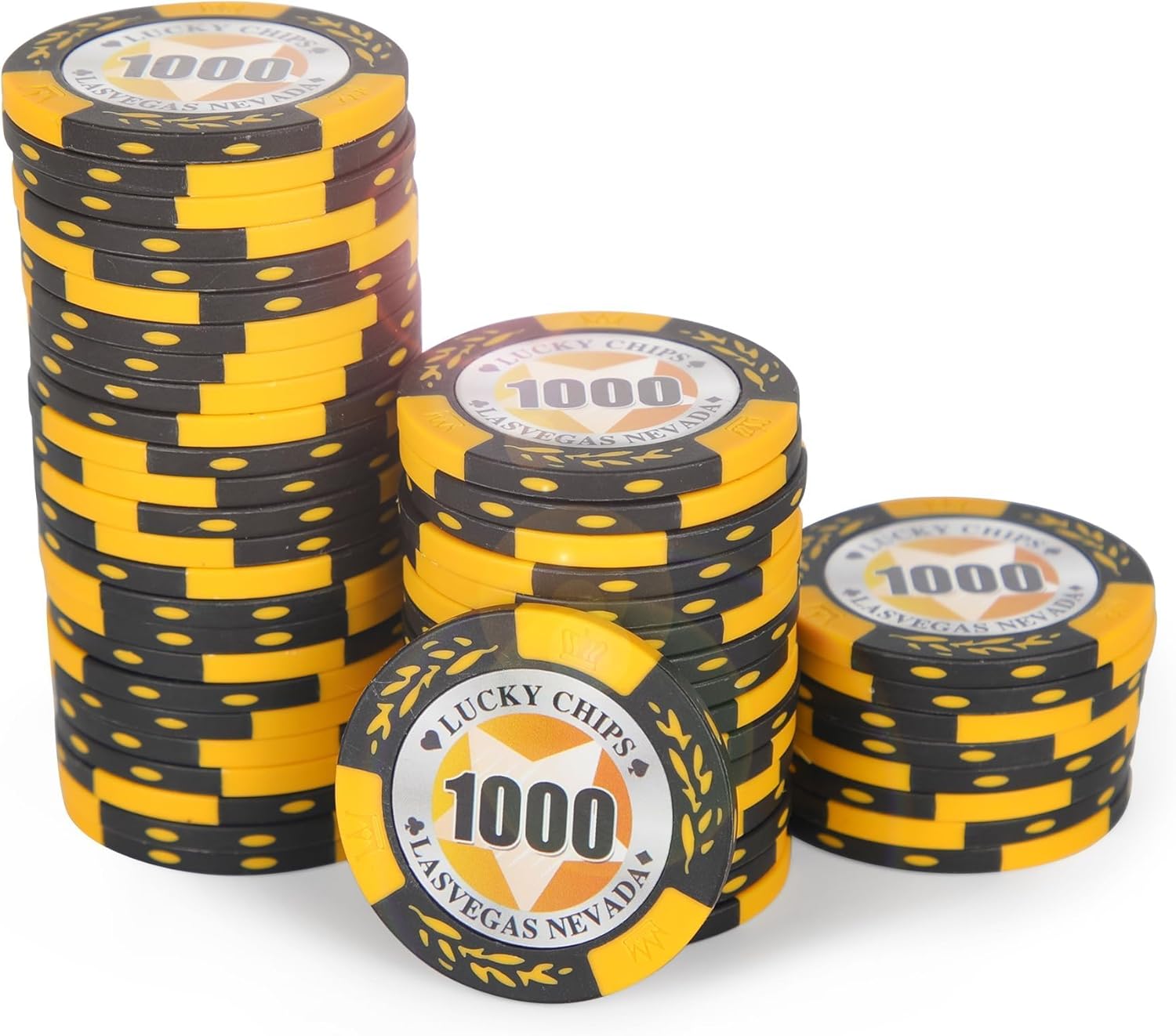 ORIENGEAR Poker Chips Professional, 50 Pcs 14 Gram Poker Chips Composite with Clear Denomination, Numbered Chips for Casino Card Game, Blackjack, Roulette Games, for Poker Lover, 8 Color