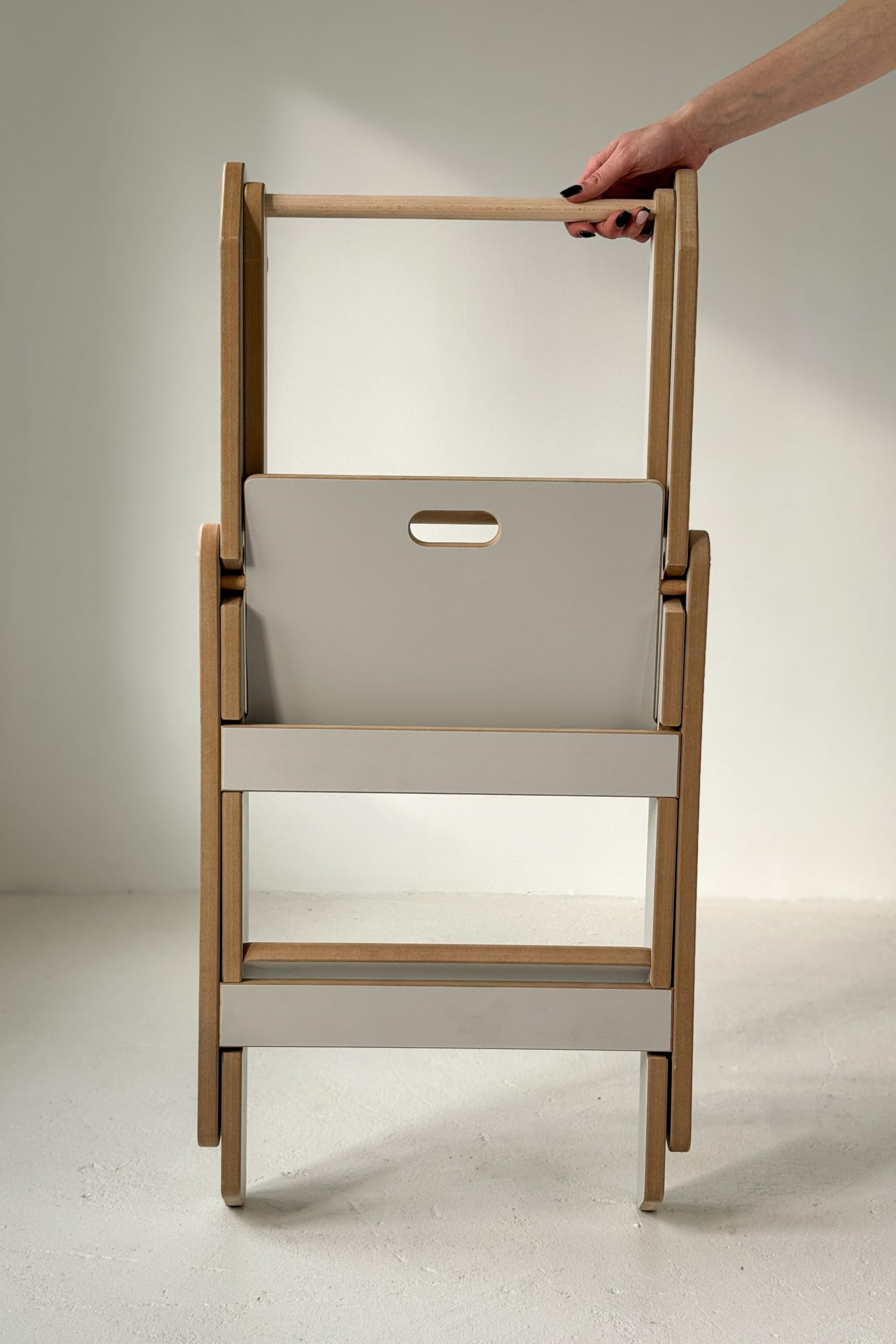 Torre de Aprendizaje Plegable de Madera Montessori - Herramienta de Cocina, Torre de Enseñanza Pequeña (Azul)